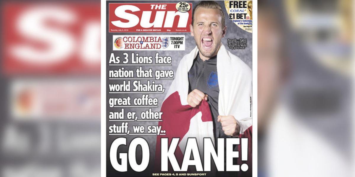Esta es la polémica portada de 'The sun' por el partido entre Colombia e Inglaterra.