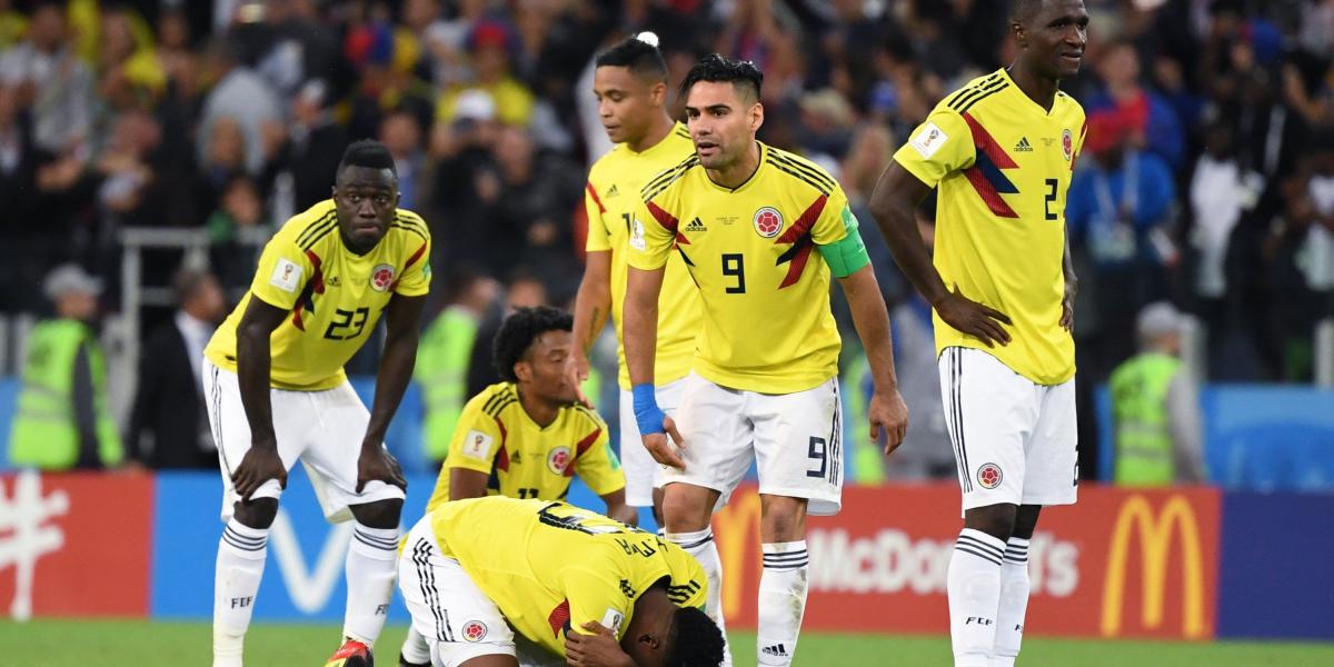 Los jugadores de la Selección Colombia se lamentan por la eliminación del Mundial Rusia 2018.