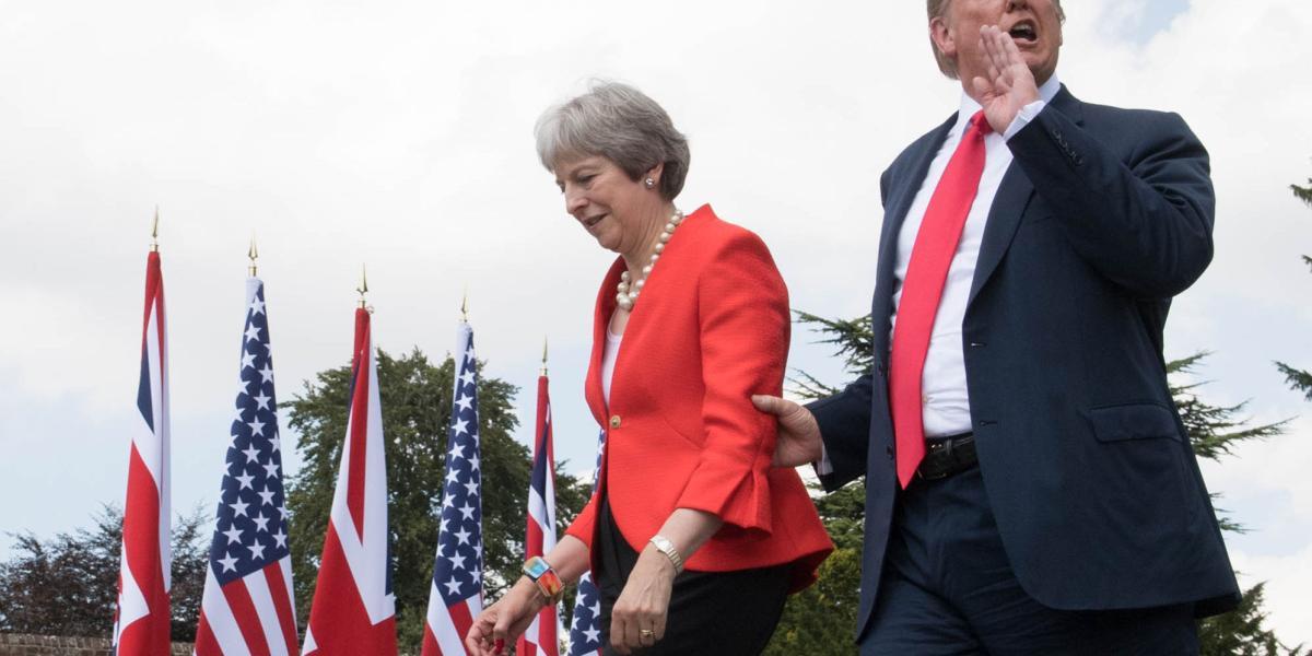 El presidente estadounidense Donald Trump y la primera ministra británica Theresa May asistieron a una conferencia de prensa conjunta después de su reunión.