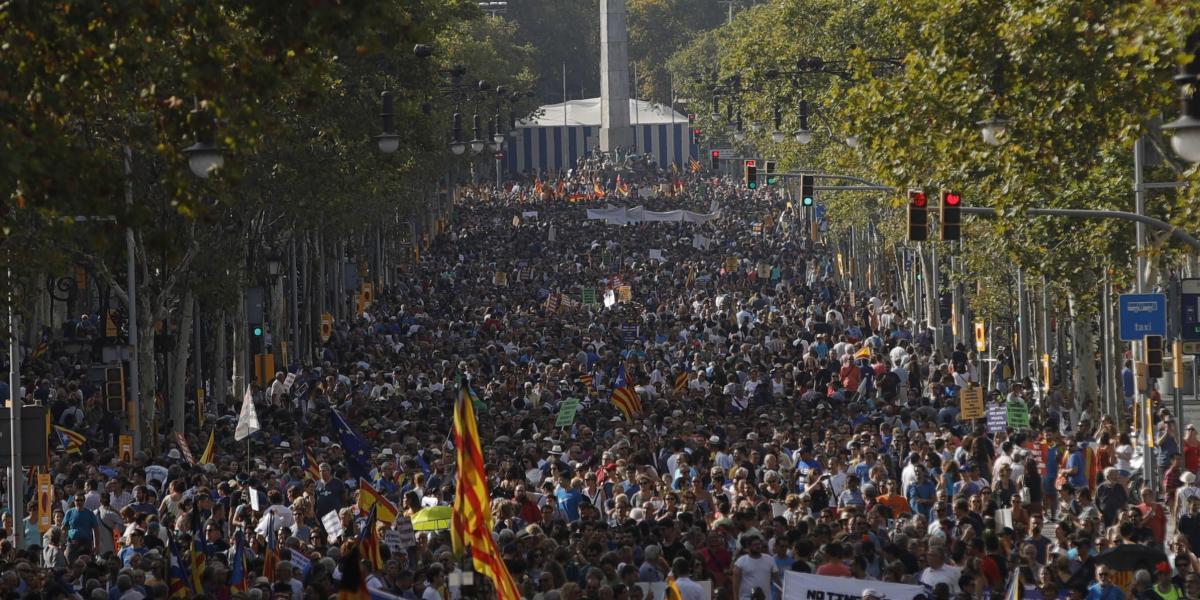 Un momento de la manifestación contra los atentados 
yihadistas en Cataluña que bajo el eslogan "No tinc por" (No tengo miedo) recorrió las calles de Barcelona en 2017.