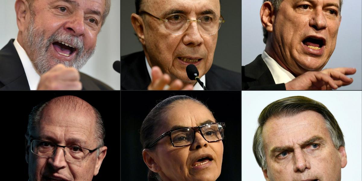 Los seis principales candidatos a las elecciones presidenciales de Brasil el próximo 7 de octubre.