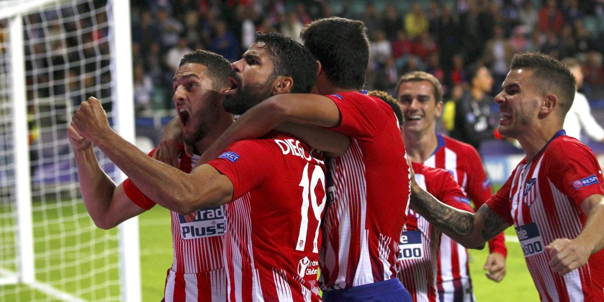 Los jugadores de Atlético de Madrid celebran el segundo gol.