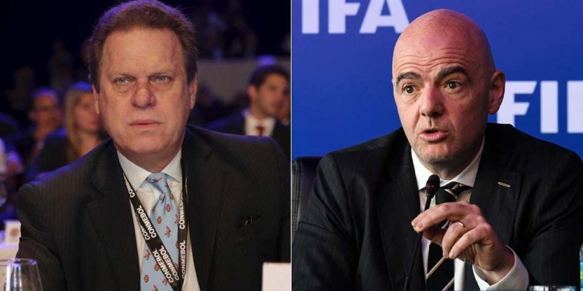 Ramón Jesurún, presidente de la FCF, y Gianni Infantino, presidente de la Fifa.