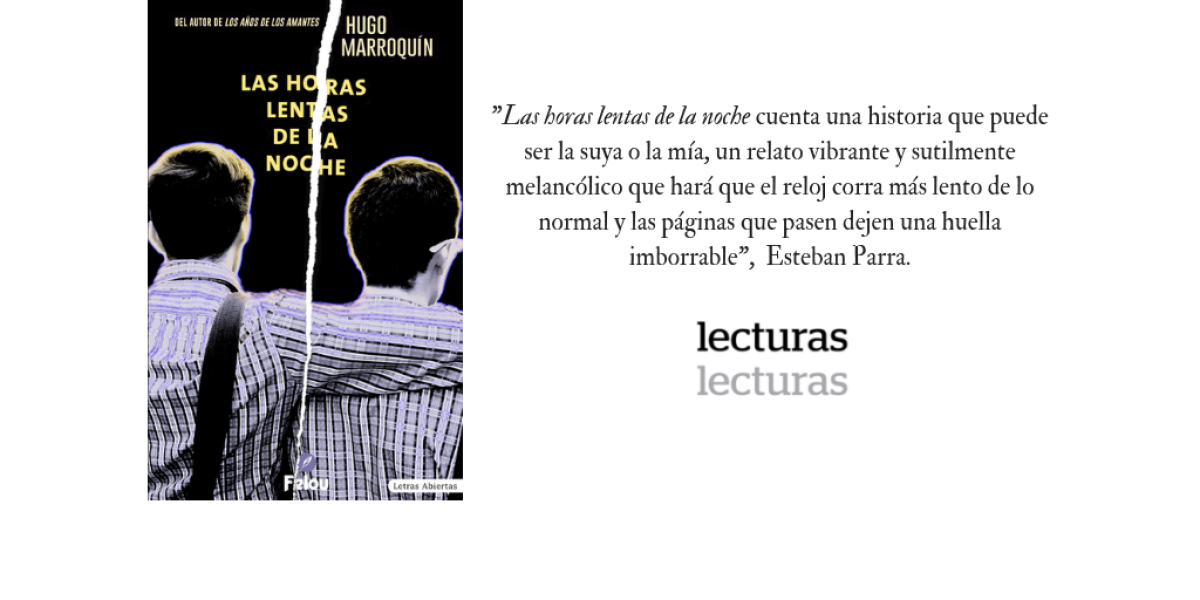 'Las horas lentas de la noche', Hugo Marroquín. Ediciones Felou.  204 páginas. $45.000.