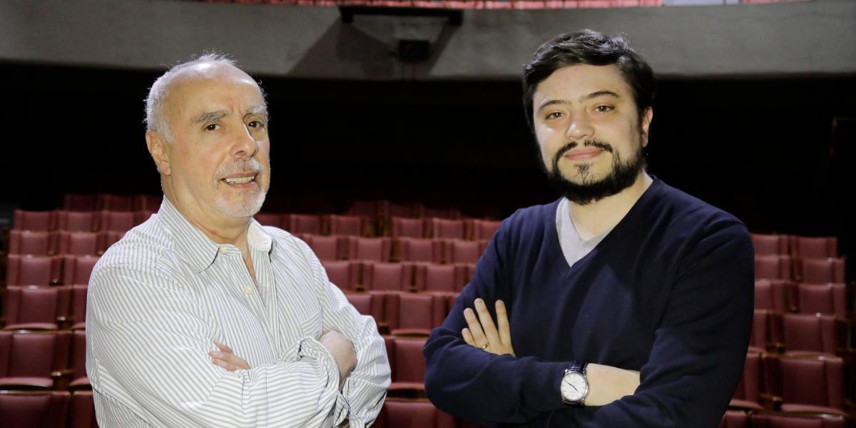Ricardo Camacho y Juan Diego Arias en la sede de Chapinero del Teatro Libre.