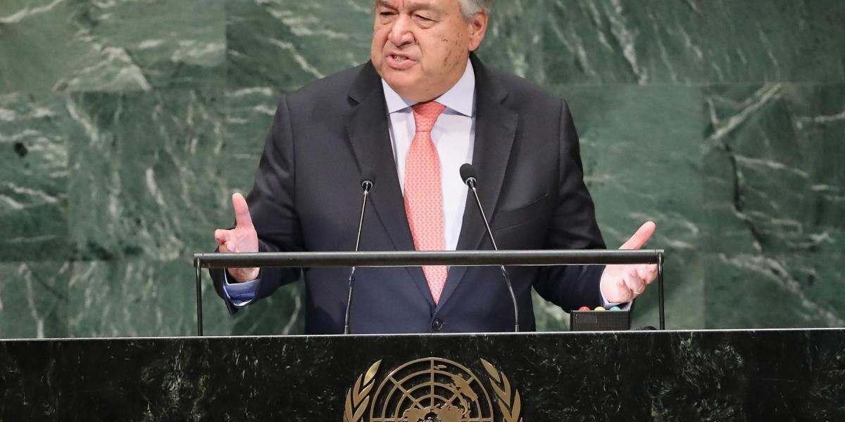 El secretario General de la ONU, António Guterres, durante la instalación de la Asamblea del organismo.