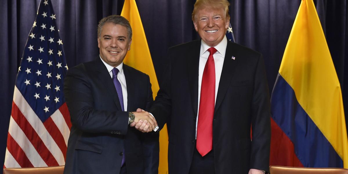 Iván Duque, presidente de Colombia y Donald Trump, presidente de Estados Unidos, en su encuentro del martes en Nueva York.