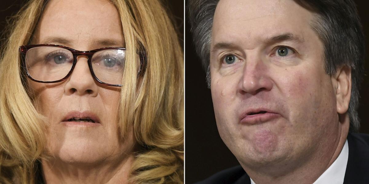 Composición entre Christine Blasey Ford (la supuesta víctima de agresión sexual) y Brett Kavanaugh, el nominado de Donald Trump a la Corte Suprema de Estados Unidos.