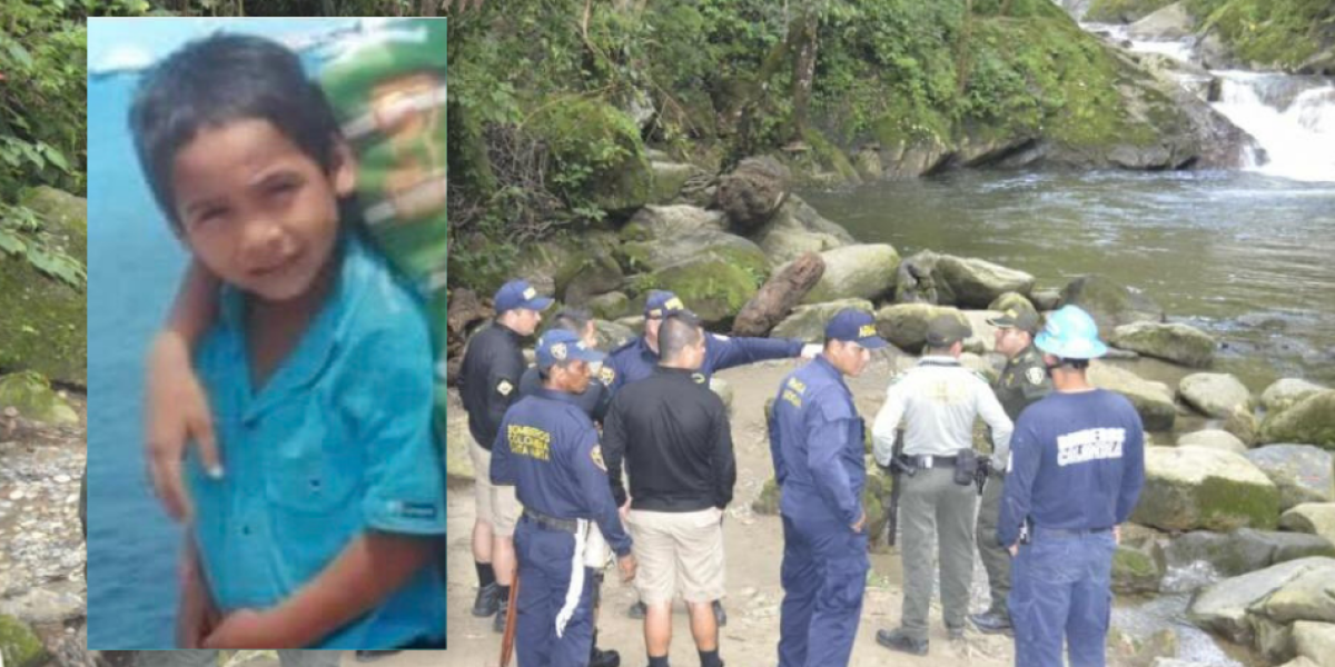 Alrededor de 500 hombres buscan al niño Alberto Cardona en el sector donde fue hallado el cadáver de su padre. La imagen del niño fue suministrada por la Policía.