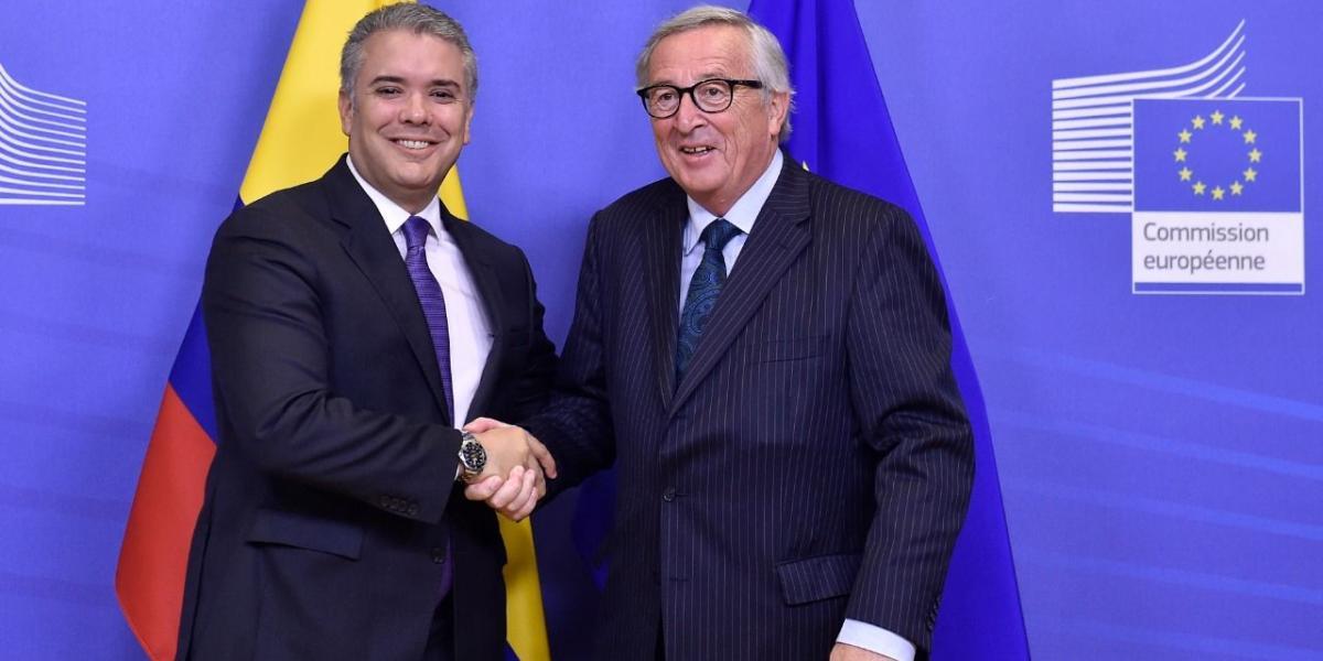 El presidente Iván Duque y El presidente de la Comisión Europea