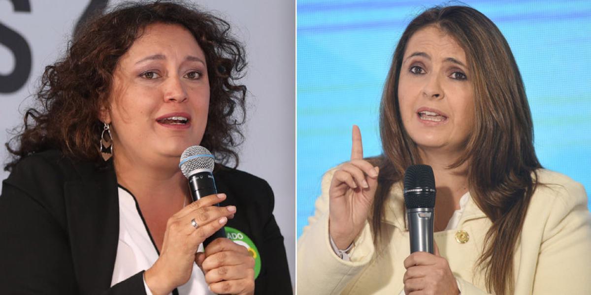 Las senadoras Angélica Lozano, de Alianza Verde, y Paloma Valencia, de Centro Democrático.