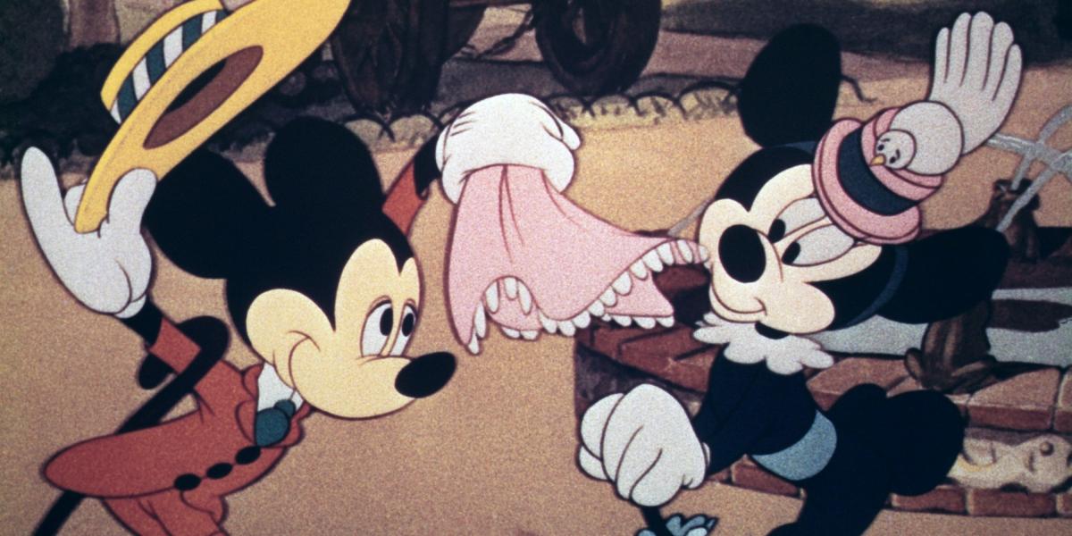 Fotografía cedida por los Archivos Walt Disney donde aparece la versión de 1941 de Mickey Mouse y su compañera Minnie durante la película "The Nifty Nineties".