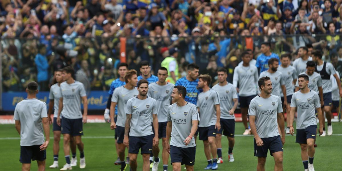 Los jugadores del Boca Juniors en un entrenamiento de preparación para la final de la Copa Libertadores.