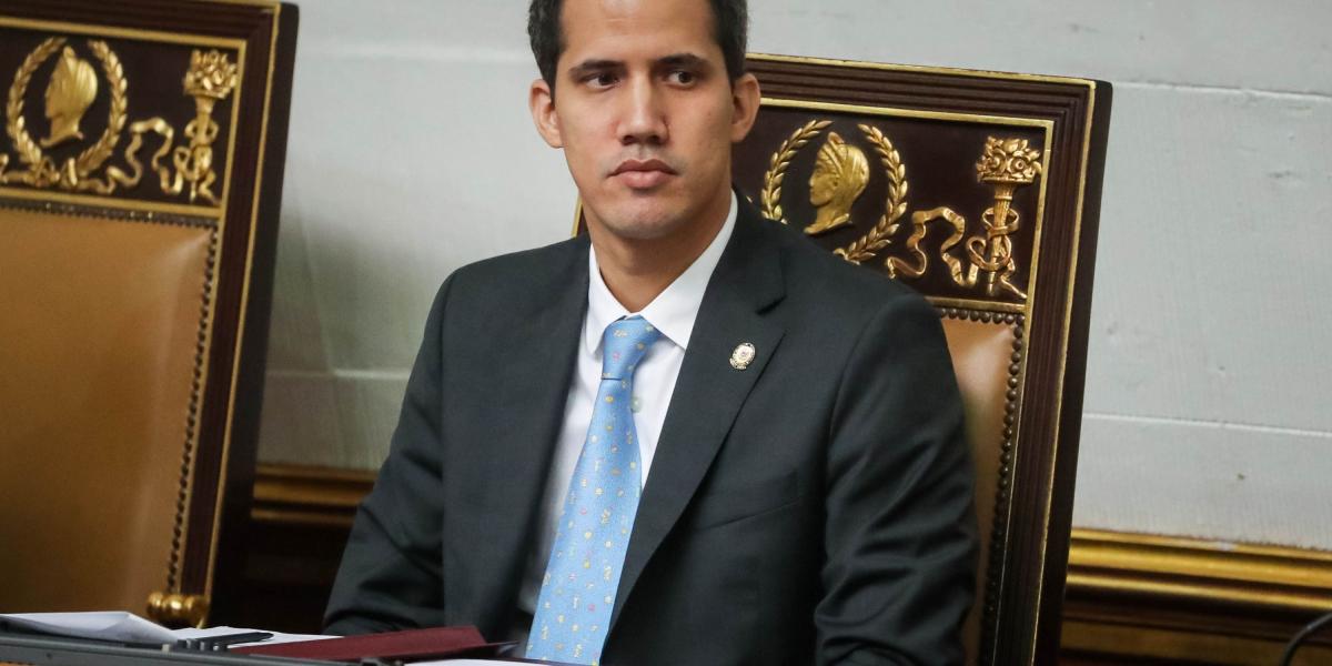 El presidente de la Asamblea Nacional de Venezuela, Juan Guaidó, en la sesión del organismo durante el martes.
