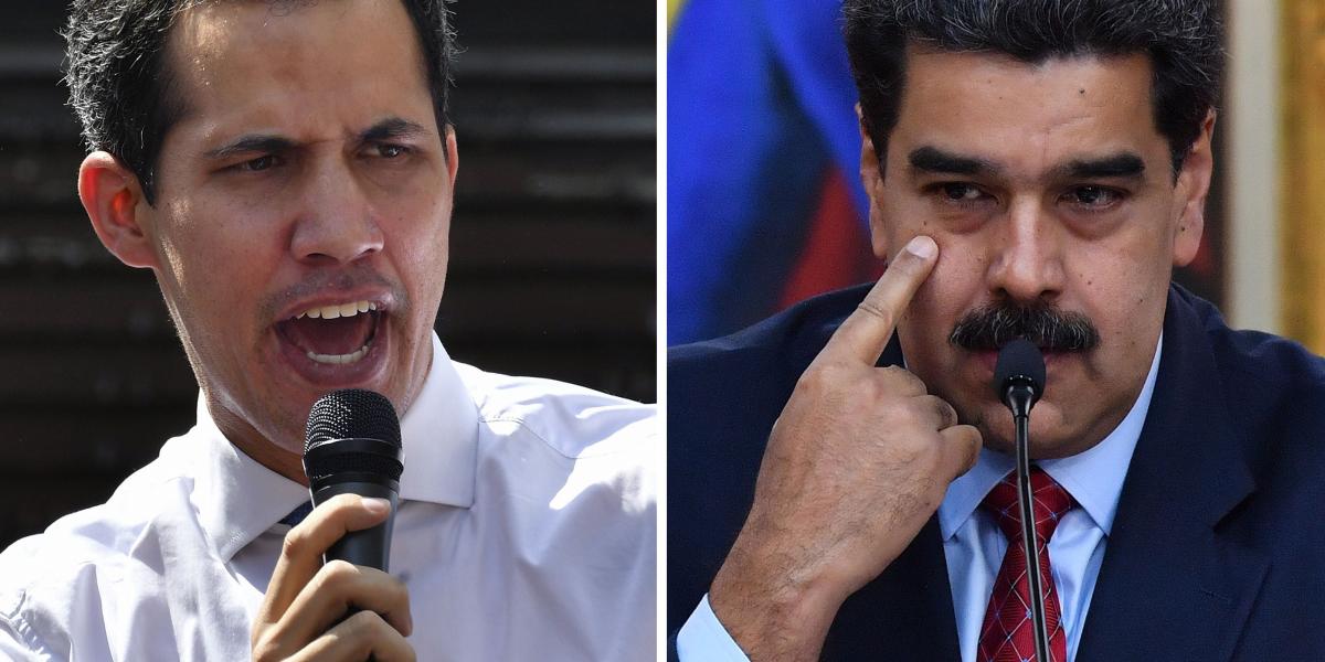 El presidente interino, Juan Guaido (izq.), tiene el apoyo de Estados Unidos, que busca el fin del régimen chavista de Nicolás Maduro (der.)