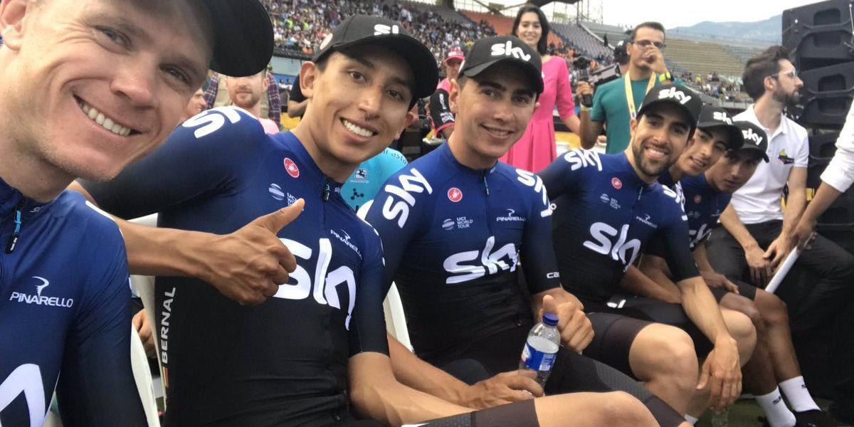 Sky Team durante la presentación de equipo del Tour Colombia 2.1