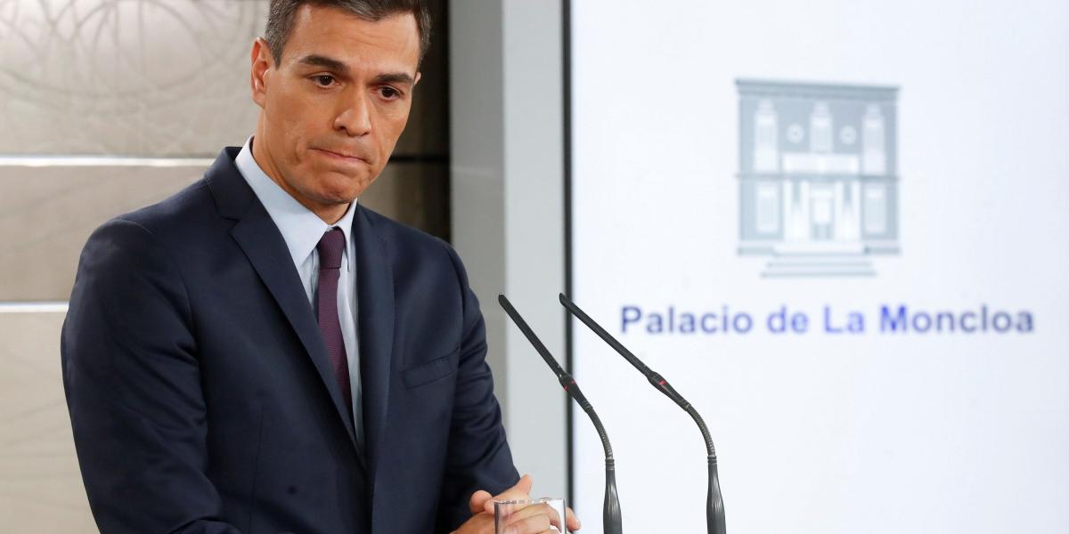 El presidente del Gobierno, Pedro Sánchez, durante su comparecencia, este viernes en el Palacio de la Moncloa.