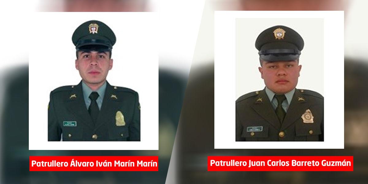 Los policías asesinados Álvaro María y Juan Carlos Barreto.