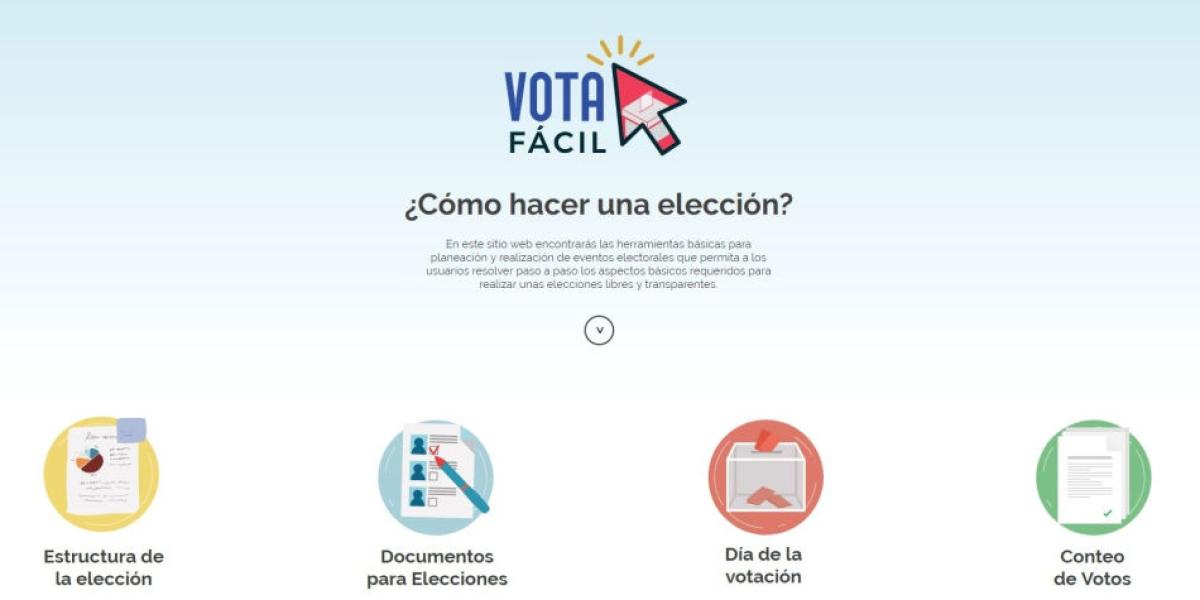 El sitio web ofrece herramientas sencillas para la planeación y realización de eventos electorales que permitan unas elecciones libres y transparentes.