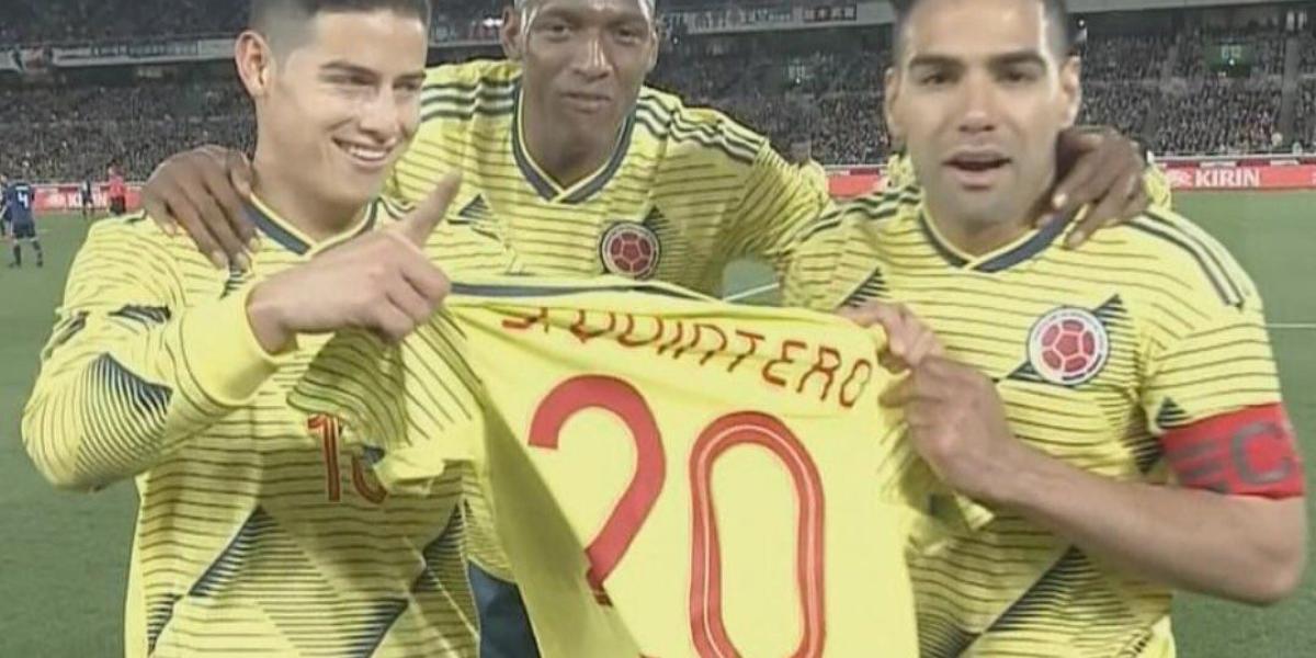 Celebración del gol de la Selección Colombia.