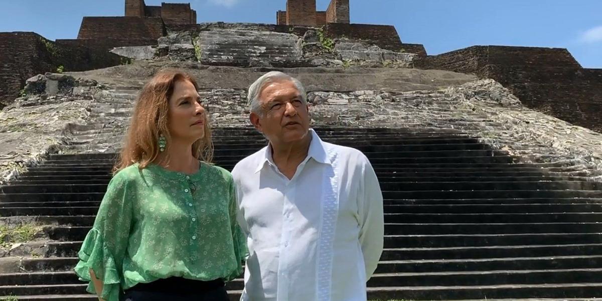 La relación sobre la petición a España y el Papa la hizo el presidente López Obrador, junto a su esposa, Beatriz Gutiérrez Müller, en la zona arqueológica de Comalcalco.