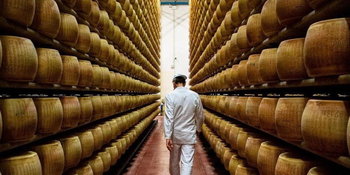 El Parmigiano-Reggiano envejece de entre dos a 20 años para desarrollar un sabor y un aroma únicos.