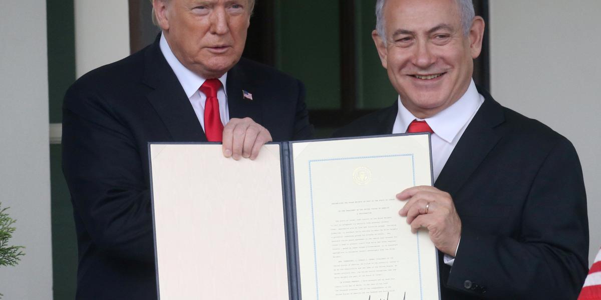 Encuentro entre el primer ministro israelí, Benjamin Netanyahu, y el presidente de Estados Unidos, Donald Trump.