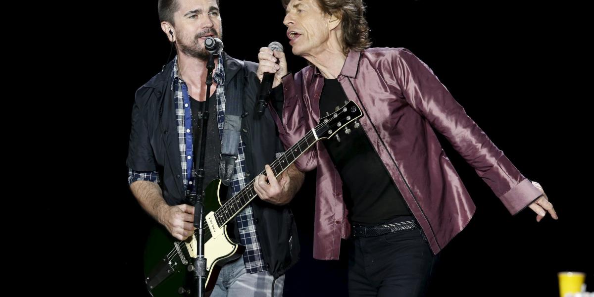 En 2016 Jagger y compañía se presentaron en el estadio El Campín y Juanes cantó junto con él.