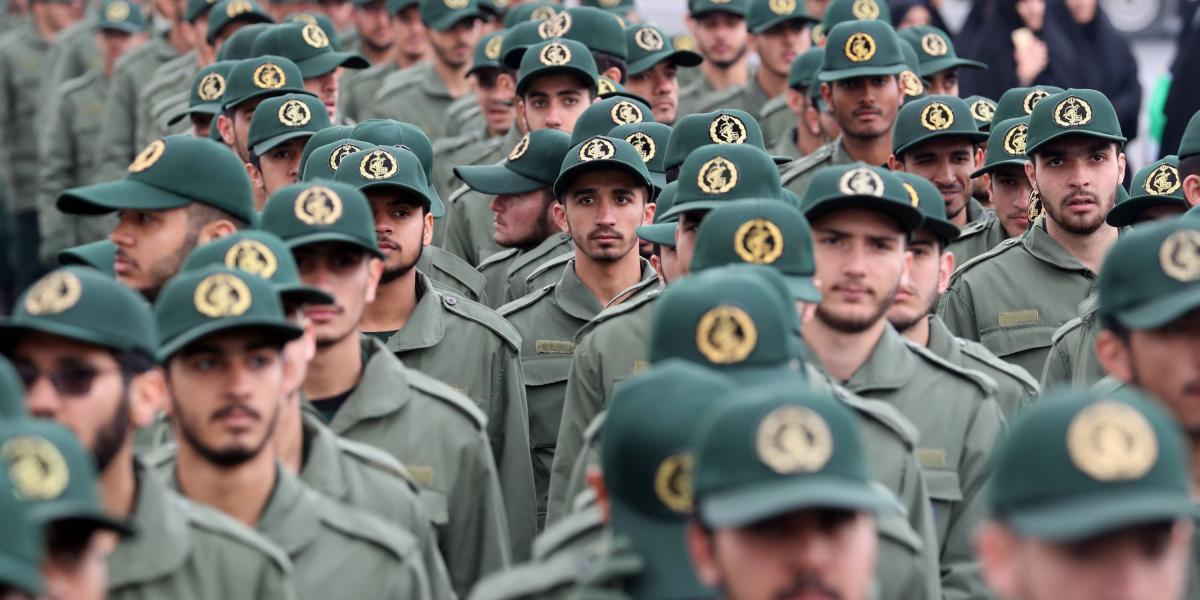 Miembros de la Guardia Revolucionaria iraní durante una ceremonia del 40 aniversario de la Revolución Iraní en la plaza Azadi de Teherán (Irán), el 11 de febrero de 2019.
