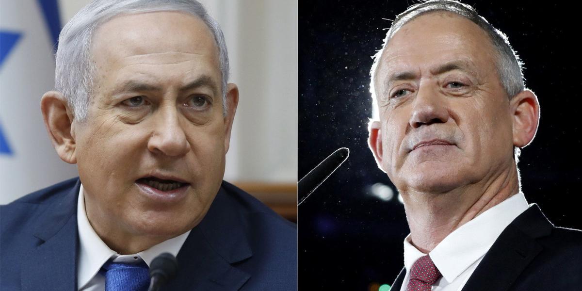 photo shows Benjamin Netanyahu (L) attends the weekly cabinet meeting at his office in Jerusalem, 16 December 2018, (issued 07 April 2019) and Benny Gantz, former Israeli army chief of staff and candidate for prime minister of the Blue and White Israeli centrist political party speaking during an election campaign in Tel Aviv, Israel, 19 February 2019 (issued 07 April 2019). According to media reports polls predicting a tight result between Netanyahu and Gantz. Israel will go to the polls on 09 April 2019. (Elecciones, Estados Unidos, Jerusalén) EFE/EPA/ABIR SULTAN
Byline:
ABIR SULTAN
Credit:
EFE