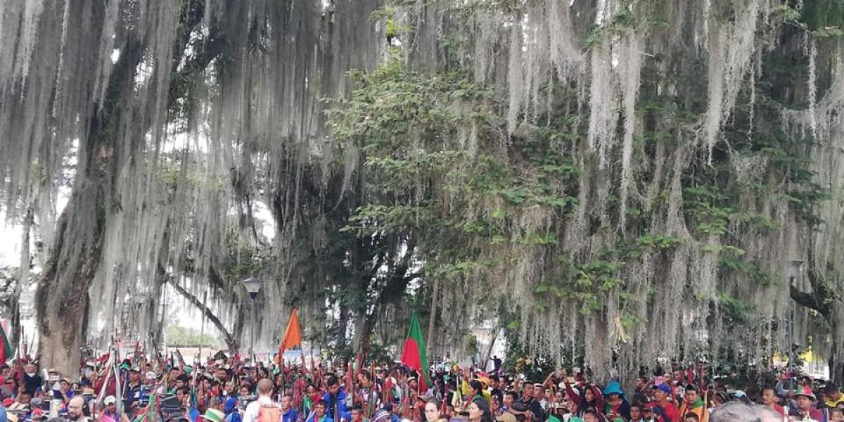 Concentración de indígenas en plaza de Caldono, Cauca