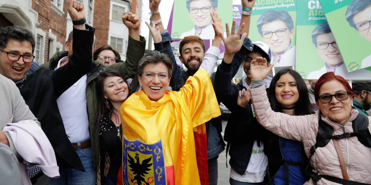 Claudia López, la candidata de Alianza Verde, tras ganarla encuesta que le otorgó la candidatura.