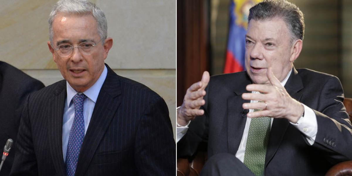 Los expresidentes Álvaro Uribe y Juan Manuel Santos.