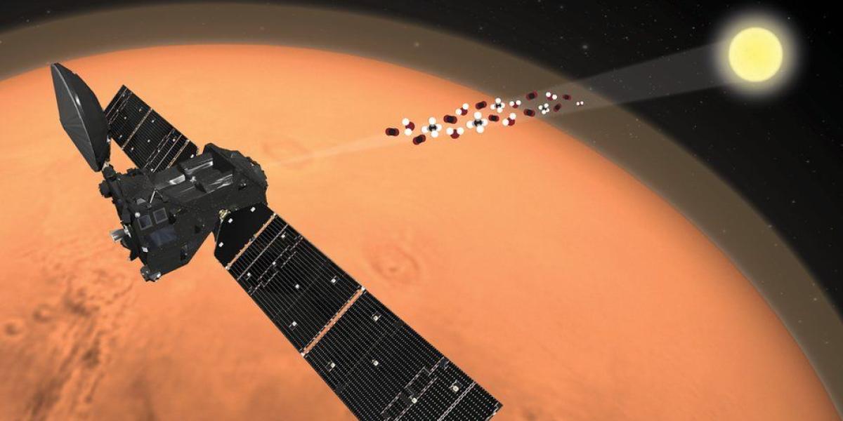 El satélite TGO mide los constituyentes del aire de Marte mirando a través de la atmósfera hacia el Sol.