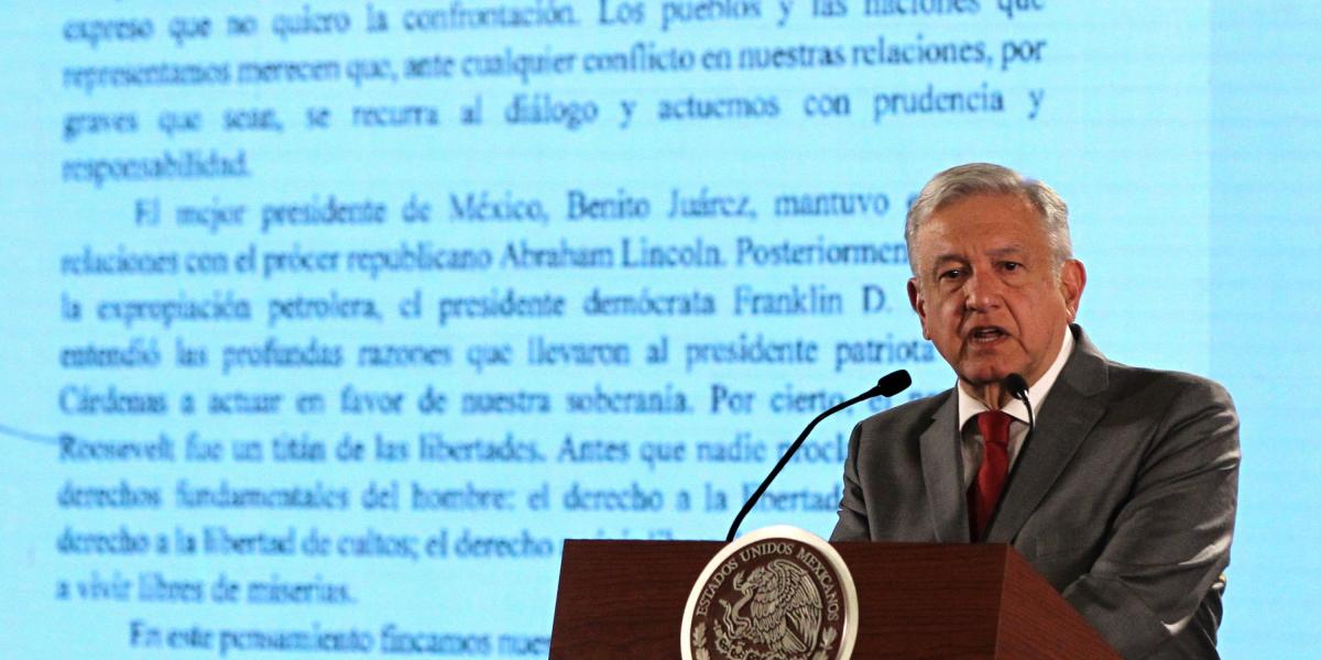 Andrés Manuel López Obrador, presidente de México, quien dijo que no responderá a las amenazas comerciales de Donald Trump.