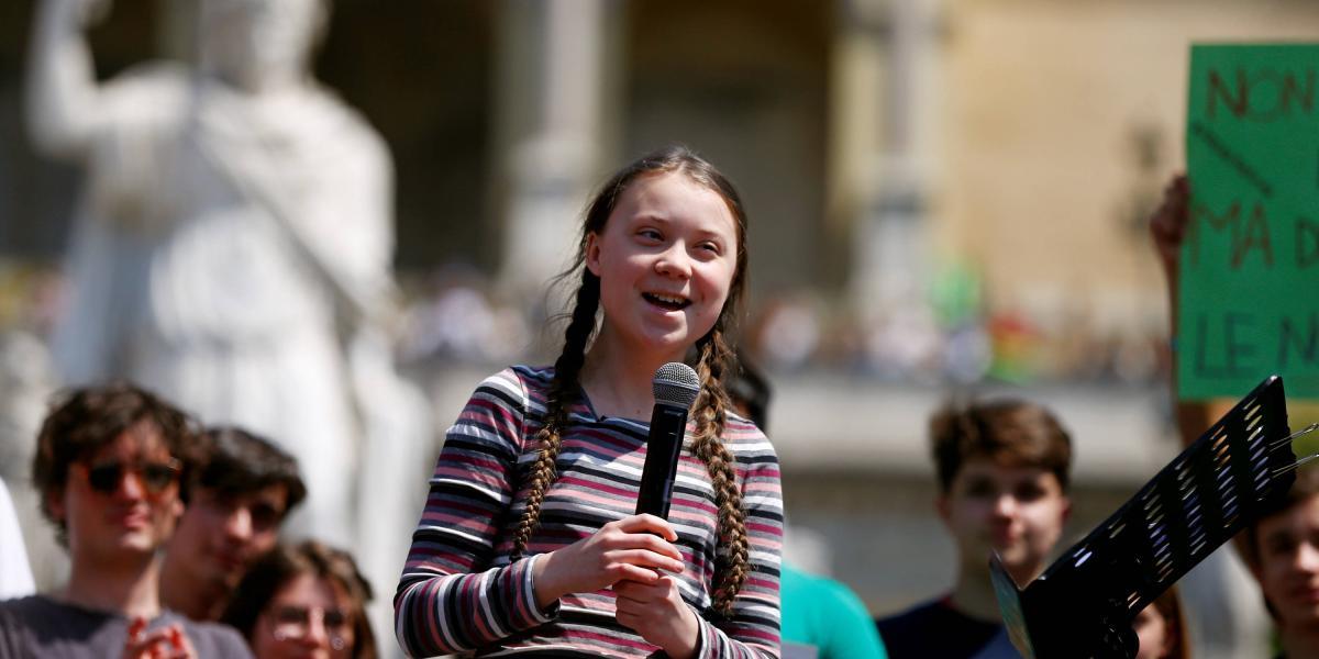 Greta Thunberg durante una intervención en Roma.