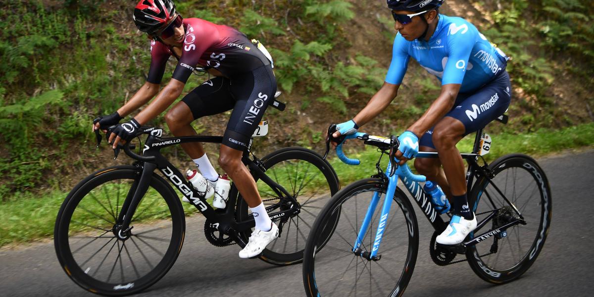 Egan y Nairo hablan durante la etapa 10 del tour de Francia.
