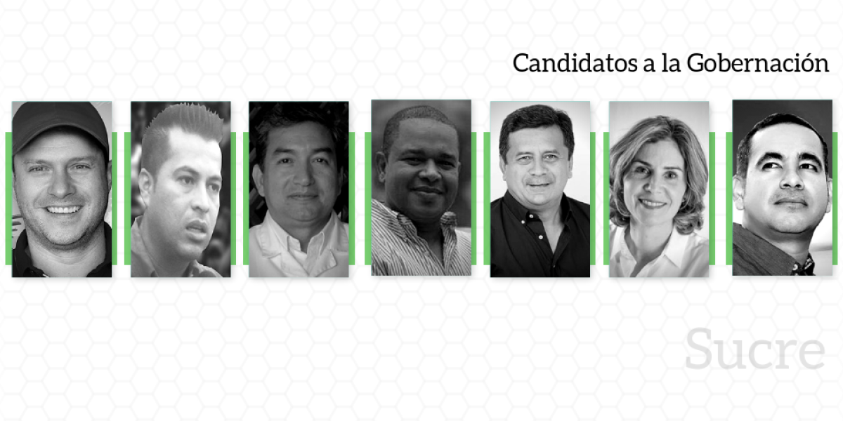 Héctor Espinosa, Andrés Tarazona, Nadim Isaan Miserque, Yahit Acuña, Eduardo Enrique Pérez, Sonia Rosa Gómez y Juan David Díaz, candidatos a la Gobernación.