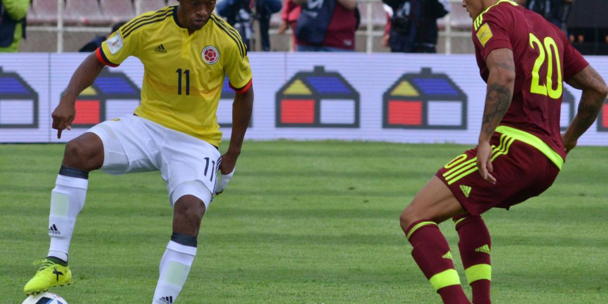 Colombia y Venezuela, en el partido de la eliminatoria al Mundial de Rusia 2018.