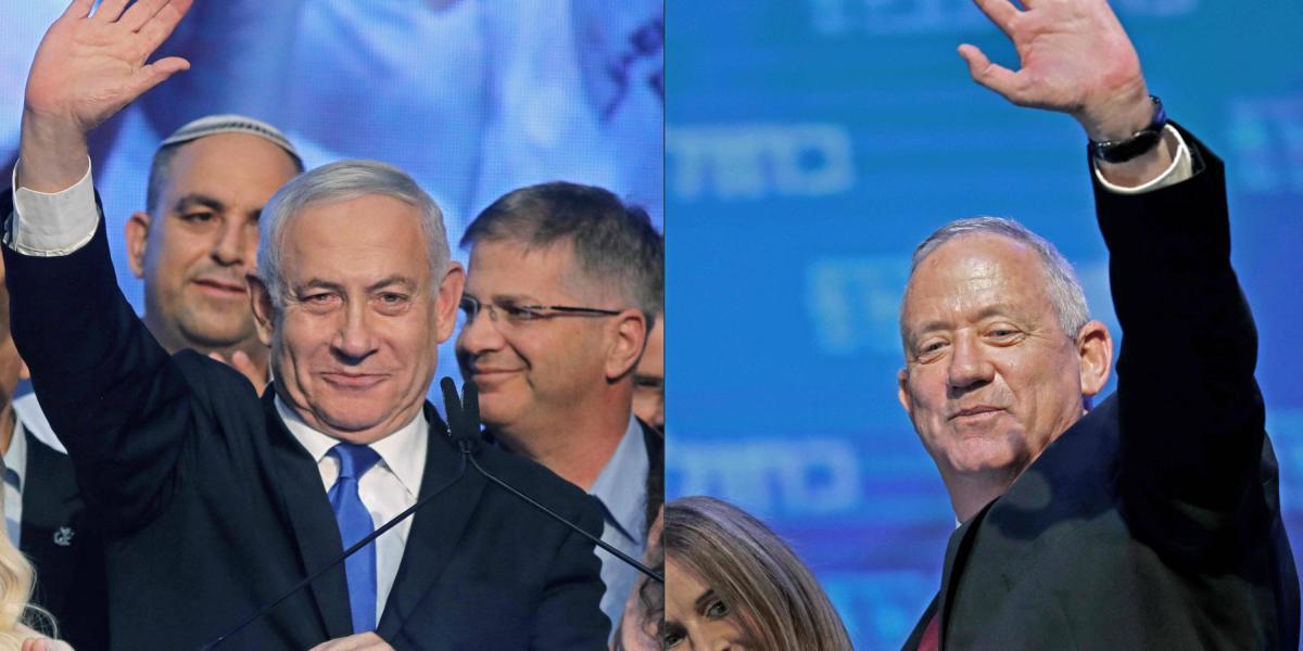 El primer ministro israelí, Benjamin Netanyahu (i.) y Beni Gantz.