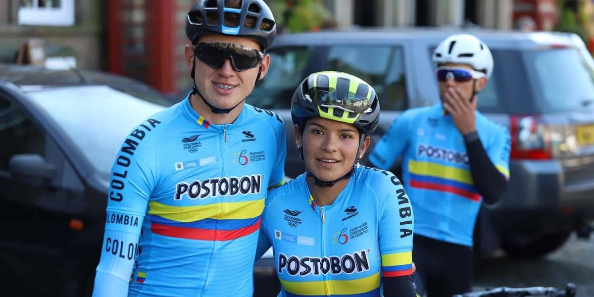 Germán Gómez (izq.) y Daniela Soler, los colombianos que este lunes estarán en la crono junior del Mundial de Ciclismo.