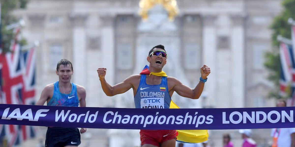 Éider Arévalo obtuvo el oro en los 20 km de la marcha en el Mundial de Londres 2017