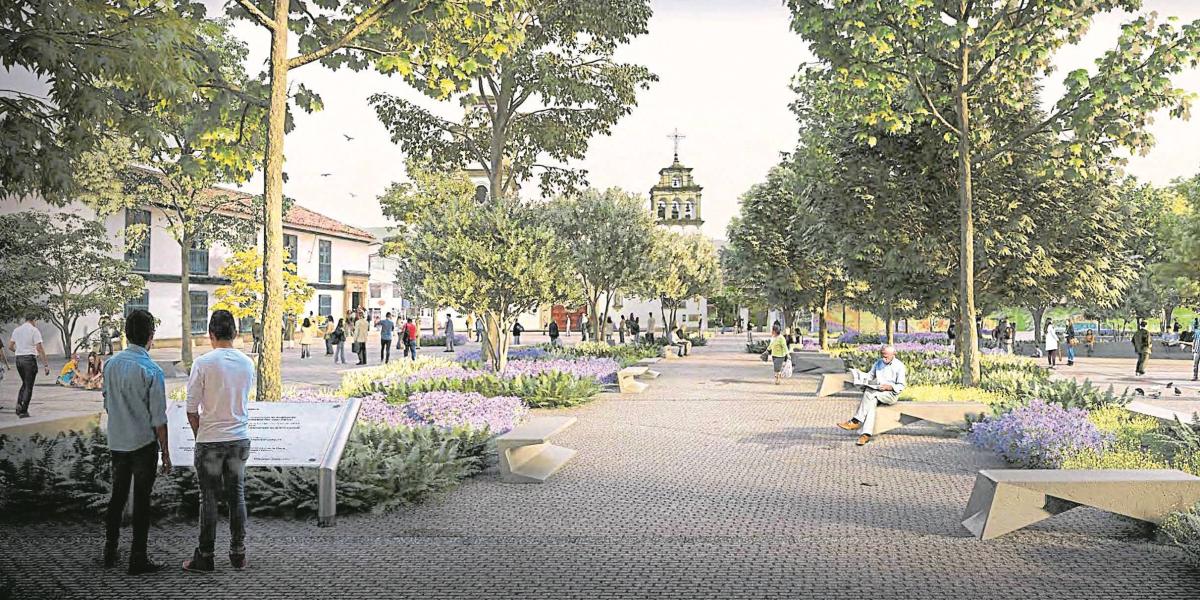 Así lucirá la plaza de Fontibón una vez quede culminado el proyecto Zona F. Se intervendrán el parque y los alrededores.
