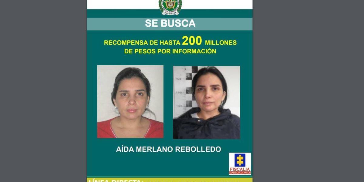 Volante recompensa de 200 millones de pesos por información que permita la captura de Aida Merlano.