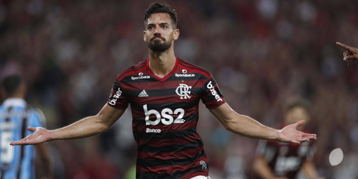 El jugador de Flamengo Pablo Marí celebra un gol este miércoles en el partido de vuelta por las semifinales de la Copa Libertadores.