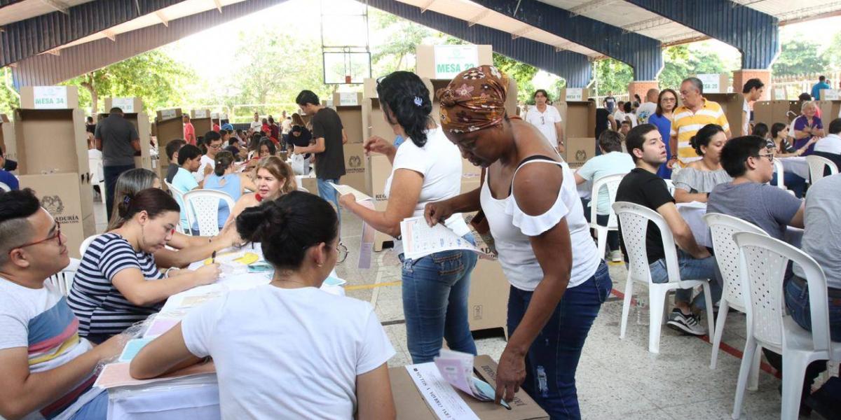 Puesto de votación en el Colegio Cervantes, al norte Barranquilla.