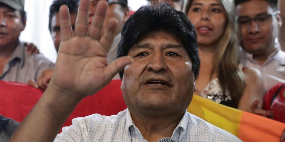 El exmandarrio boliviano durante el anuncio de la fórmula del MAS para las elecciones del 3 de mayo.