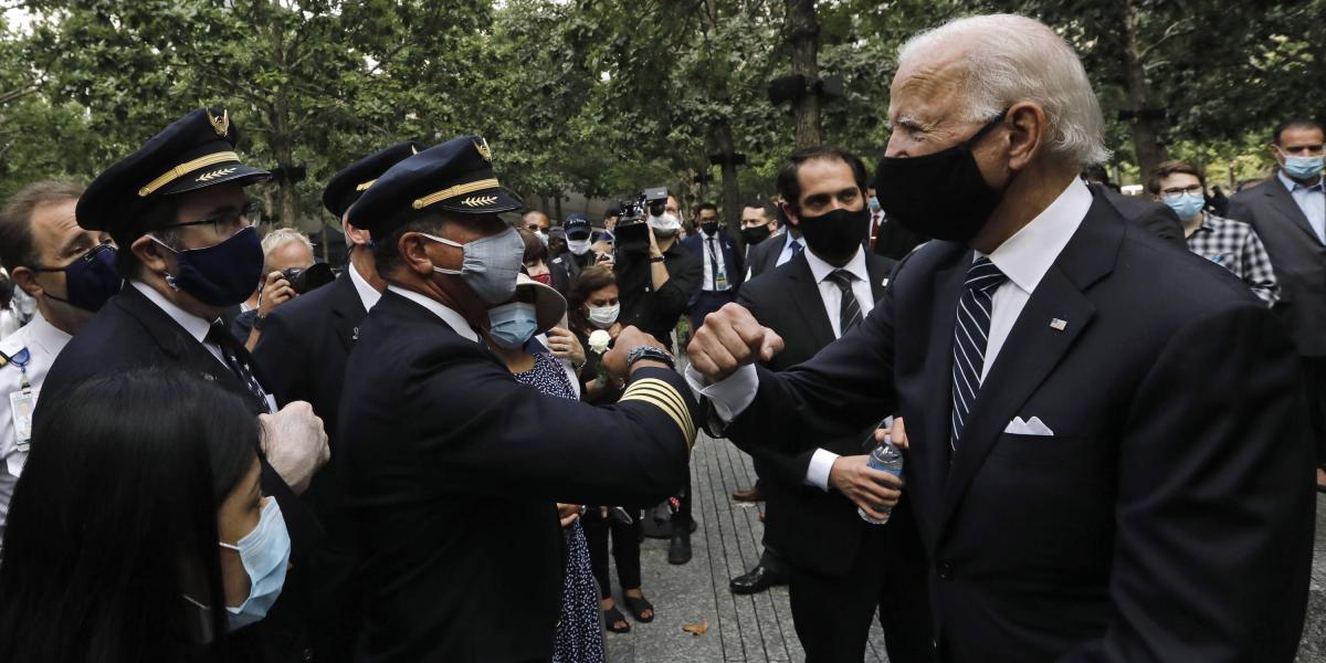 Joe Biden durante los honores al aniversario de los atentados del 11 de septiembre.