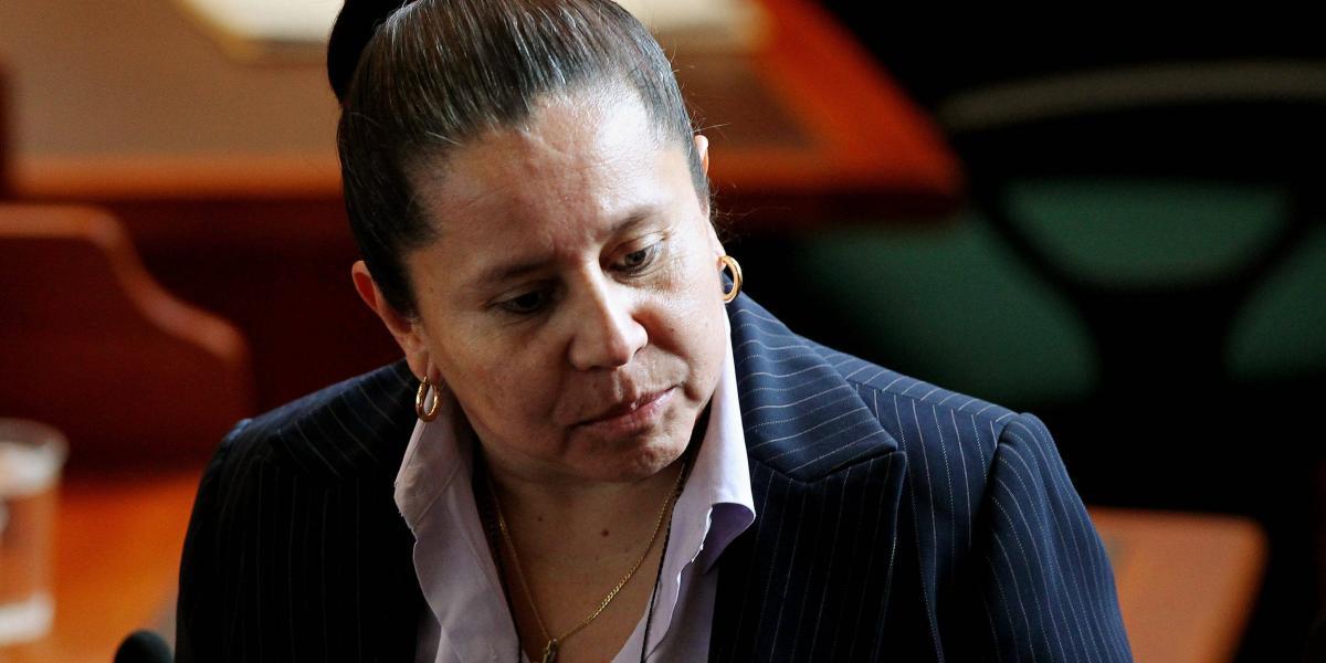 María del Pilar Hurtado momentos previos a la lectura del fallo del proceso en su contra de la la Corte Suprema de Justicia en 2015.