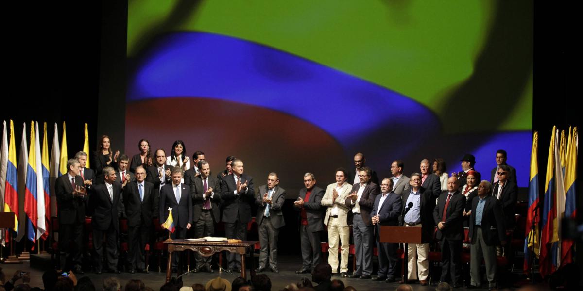 Aspecto de la firma del Acuerdo de Paz en el Teatro Colón, hace cuatro años, entre el Estado Colombiano y la guerrilla de las Farc.